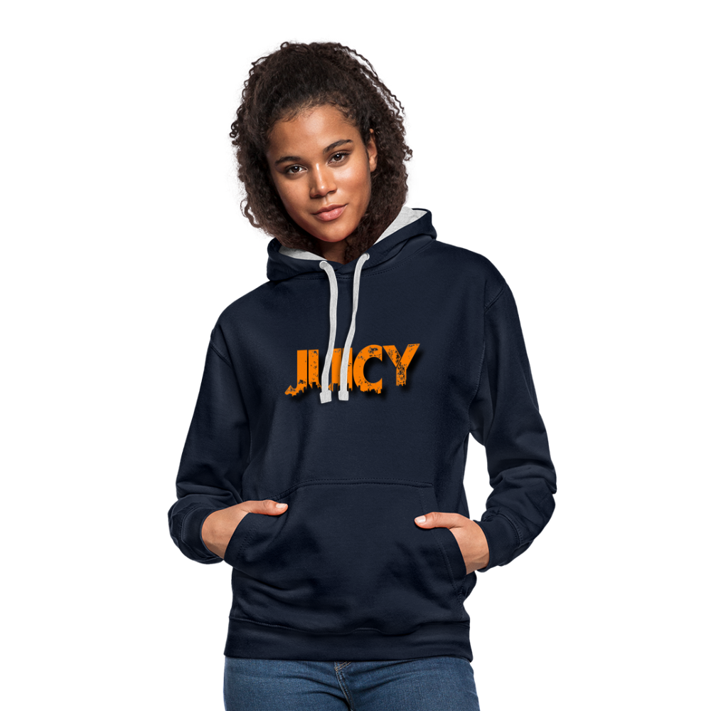 Juicy Kontrast-Hoodie - Navy/Grau meliert