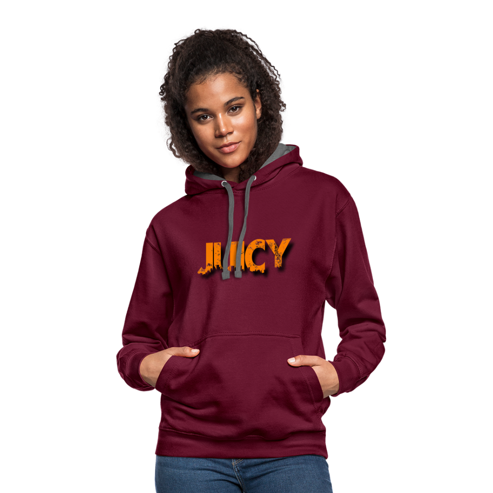 Juicy Kontrast-Hoodie - Weinrot/Anthrazit