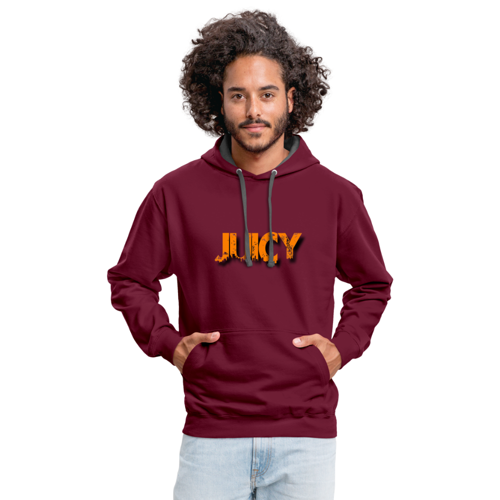 Juicy Kontrast-Hoodie - Weinrot/Anthrazit