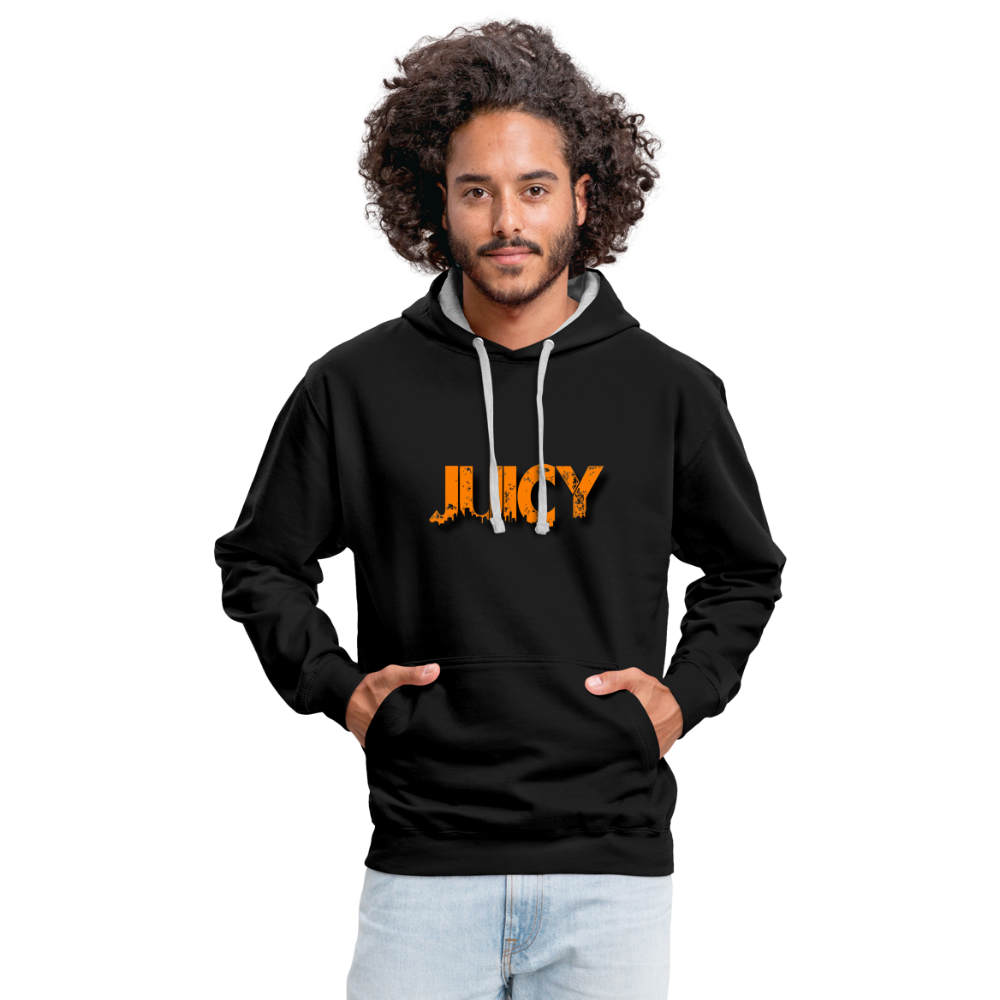 Juicy Kontrast-Hoodie - Schwarz/Grau meliert