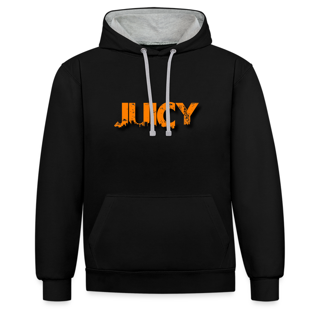 Juicy Kontrast-Hoodie - Schwarz/Grau meliert