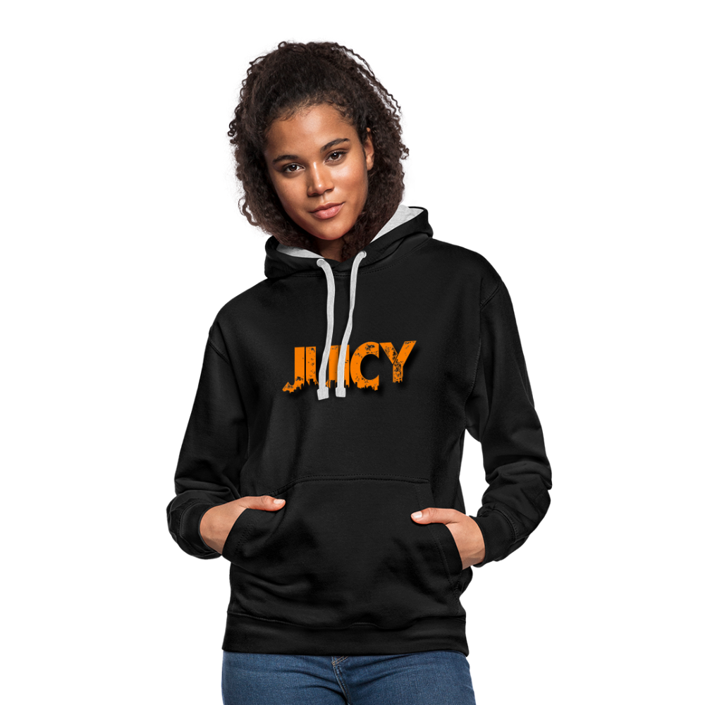 Juicy Kontrast-Hoodie - Schwarz/Grau meliert