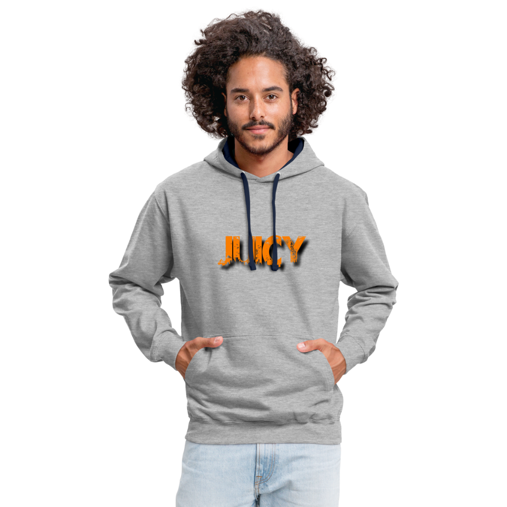 Juicy Kontrast-Hoodie - Grau meliert/Navy