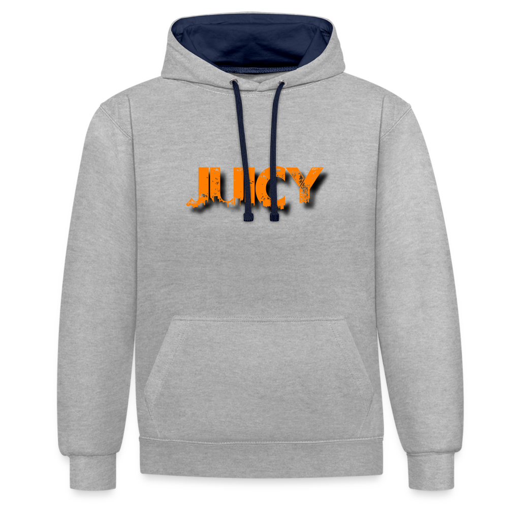 Juicy Kontrast-Hoodie - Grau meliert/Navy