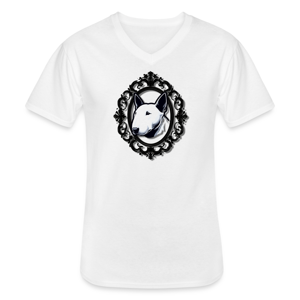 Bullterrier Finest Klassisches Männer-T-Shirt mit V-Ausschnitt - Weiß