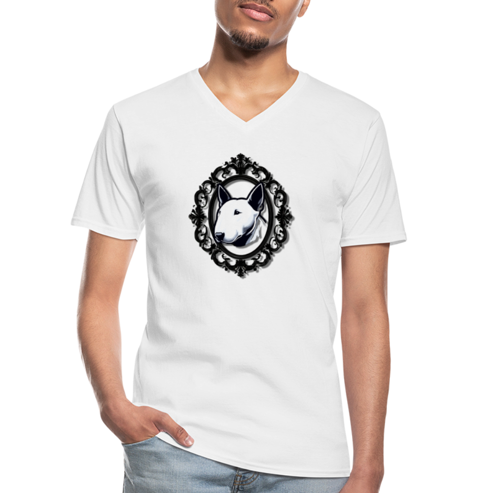 Bullterrier Finest Klassisches Männer-T-Shirt mit V-Ausschnitt - Weiß