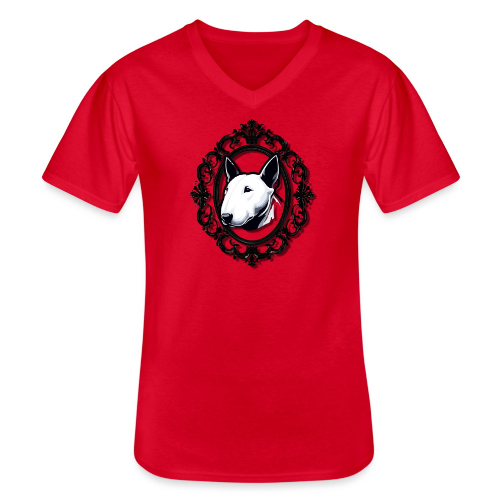 Bullterrier Finest Klassisches Männer-T-Shirt mit V-Ausschnitt - Rot