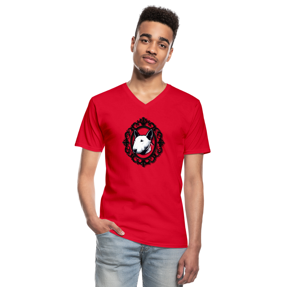Bullterrier Finest Klassisches Männer-T-Shirt mit V-Ausschnitt - Rot