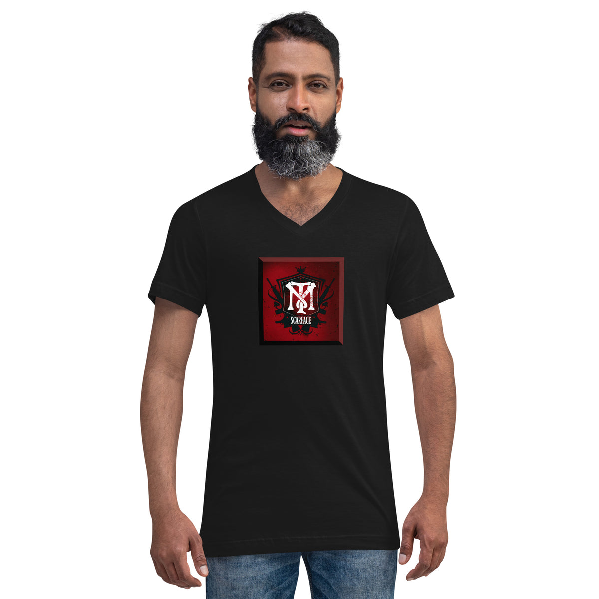Tony Montana Logo Kurzärmeliges Unisex-T-Shirt mit V-Ausschnitt