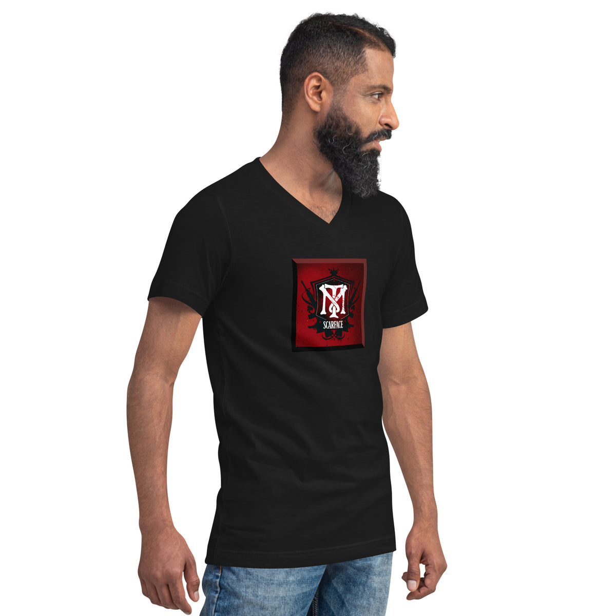 Tony Montana Logo Kurzärmeliges Unisex-T-Shirt mit V-Ausschnitt