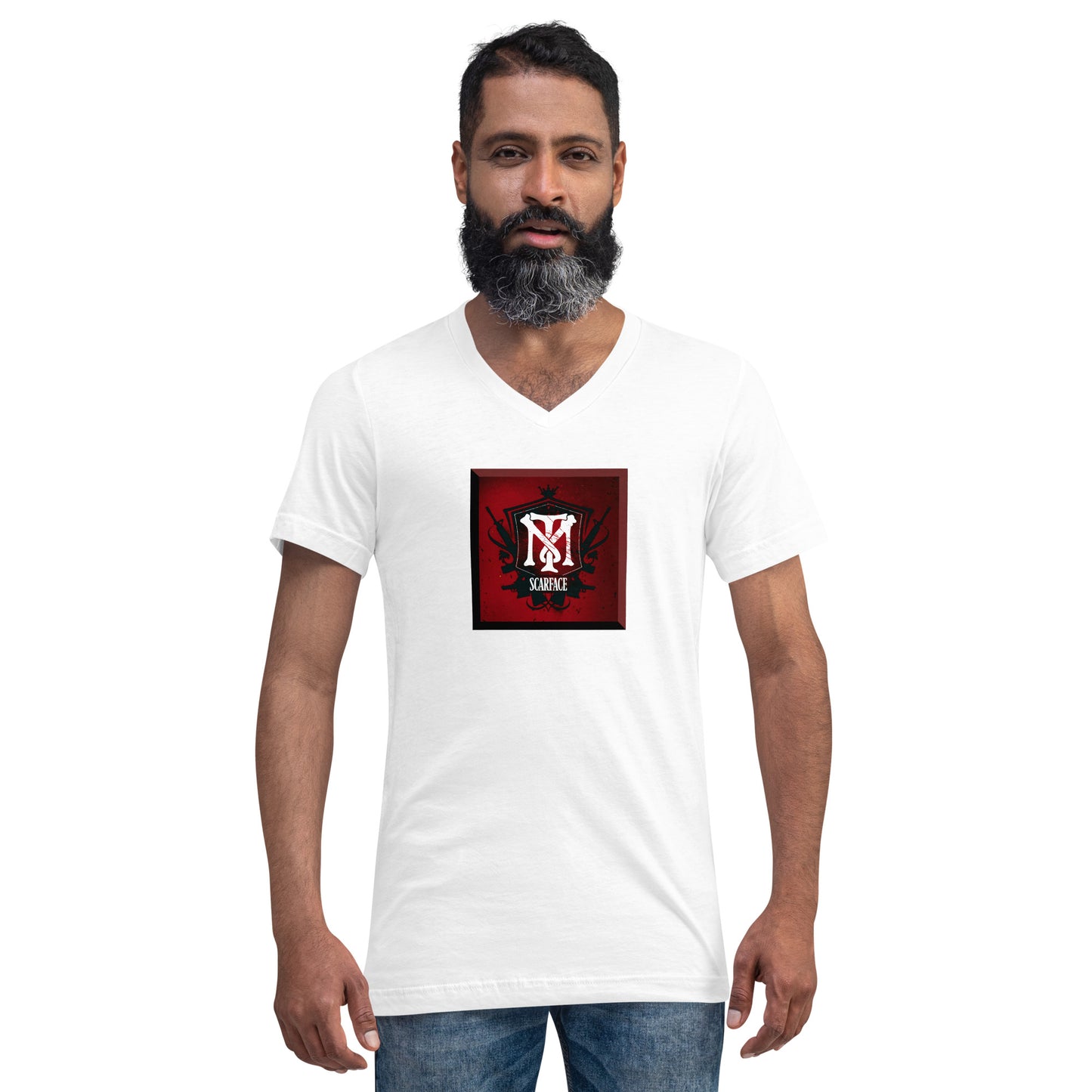 Tony Montana Logo Kurzärmeliges Unisex-T-Shirt mit V-Ausschnitt