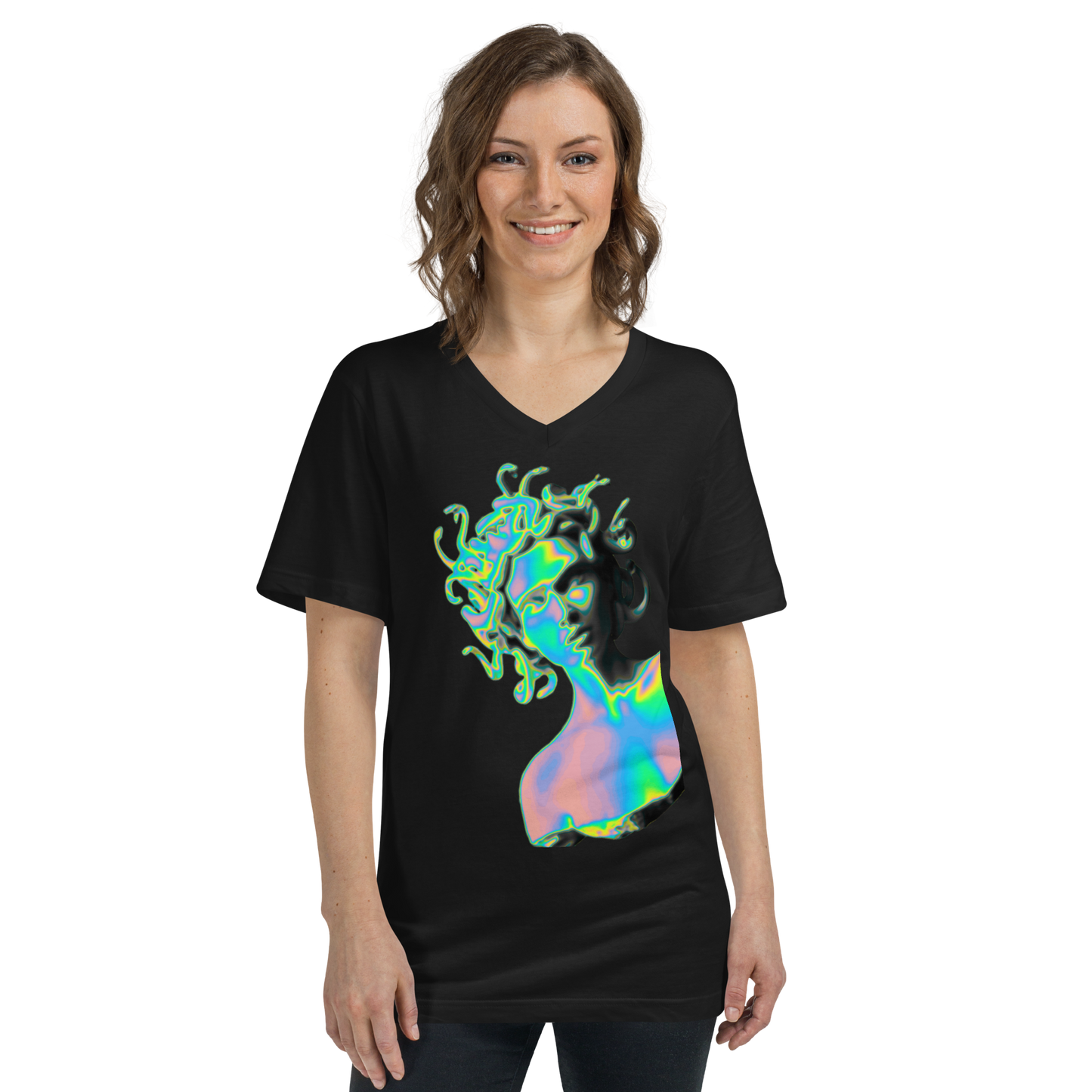 Kurzärmeliges Unisex-T-Shirt mit V-Ausschnitt Medusa