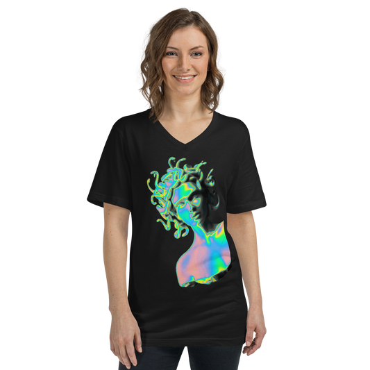 Kurzärmeliges Unisex-T-Shirt mit V-Ausschnitt Medusa