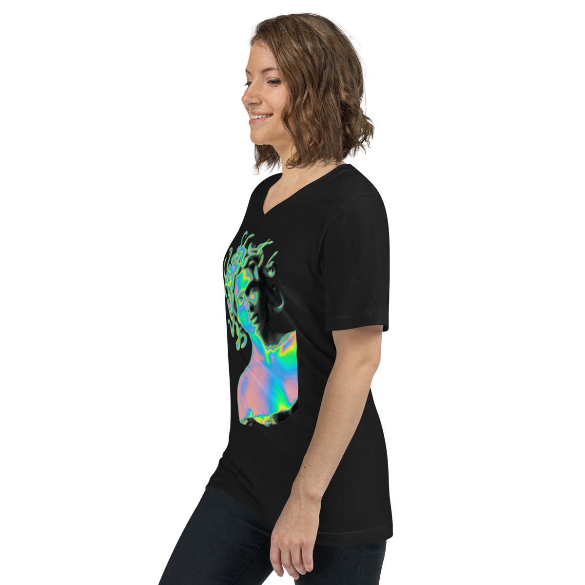Kurzärmeliges Unisex-T-Shirt mit V-Ausschnitt Medusa
