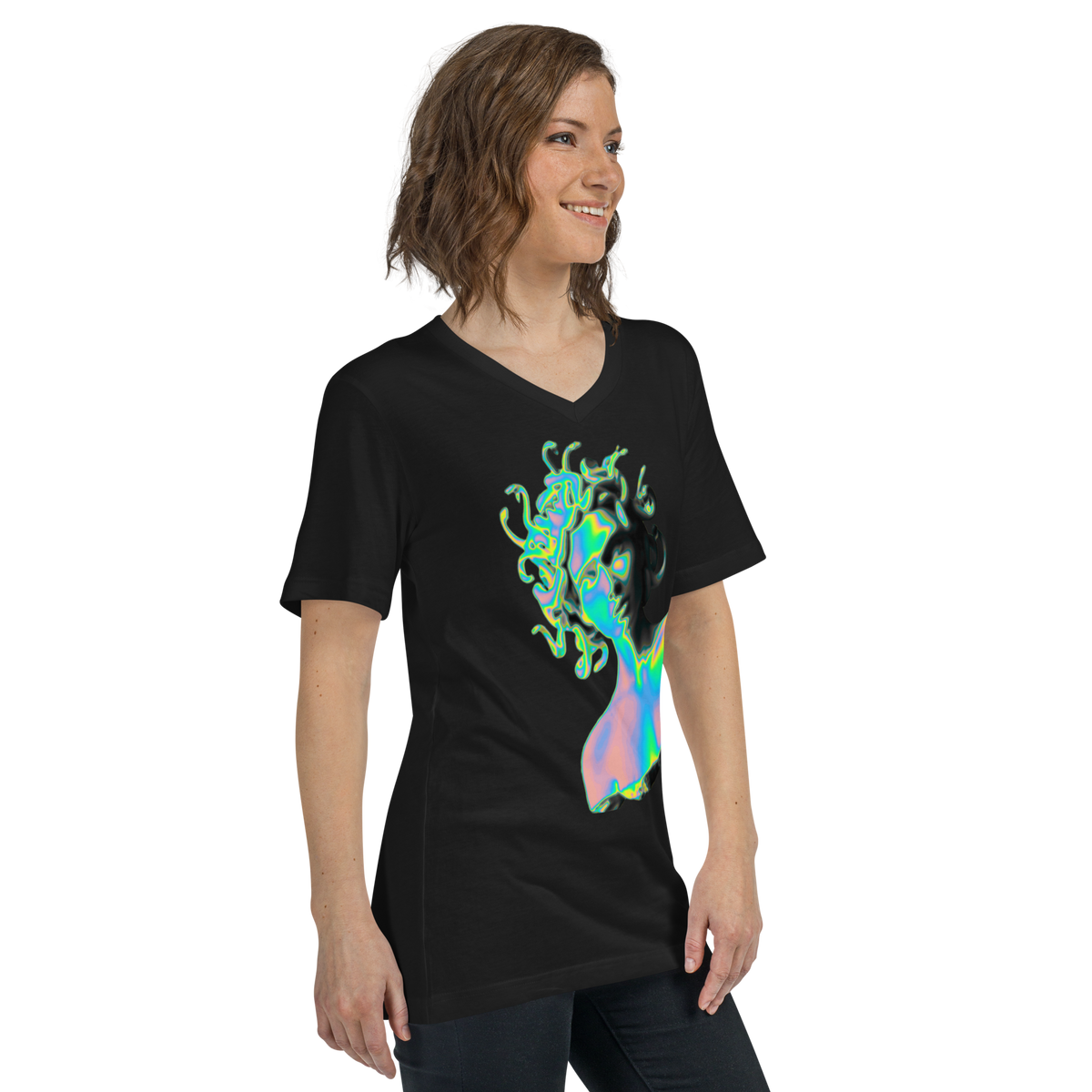 Kurzärmeliges Unisex-T-Shirt mit V-Ausschnitt Medusa